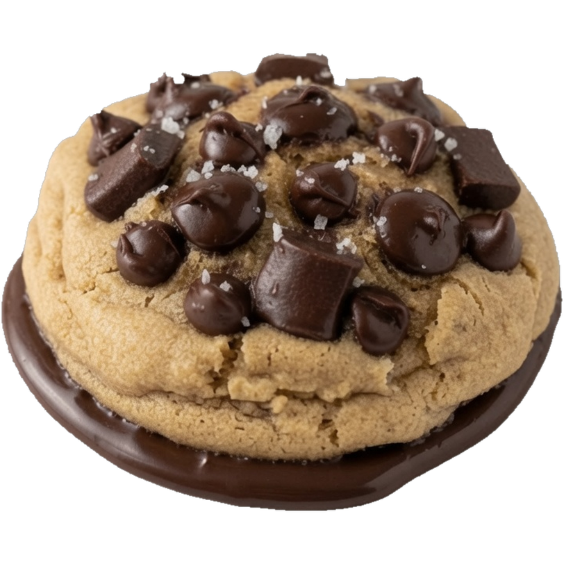 The SnackDaddy, an oversized protein cookie loaded with chocolate chunks, dipped in dark chocolate and finished with sea salt